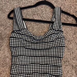 Black and White Gingam Women's Top